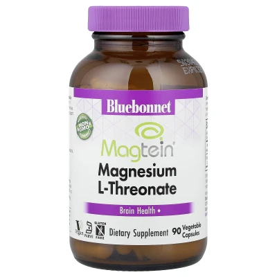Bluebonnet Nutrition - Magtein® Magnesium L-Threonate | 90 Vegetable Capsules (48 mg per Capsule)