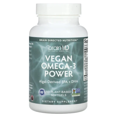 BrainMD - Vegan Omega-3 Power | 60 Plant-Based Softgels