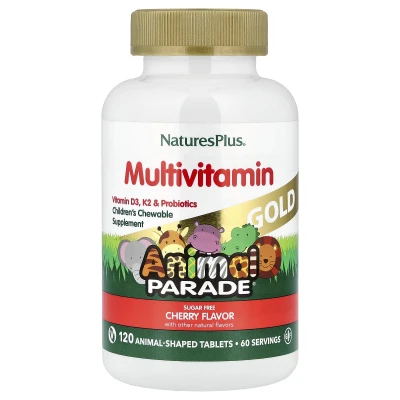 NaturesPlus - Animal Parade® Gold | Multivitamin | Children's Chewable Supplement | Cherry | 120 Animal-Shaped Tablets