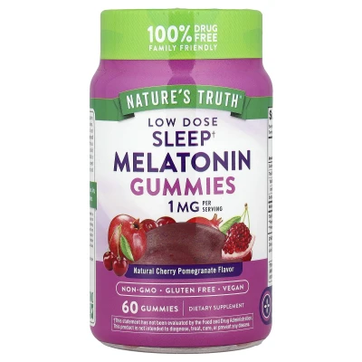Nature's Truth - Sleep Melatonin Gummies | Natural Cherry Pomegranate | 1 mg | 60 Gummies