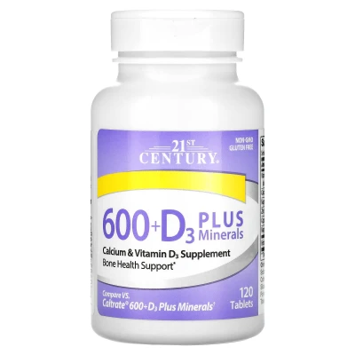 21st Century - 600+D3 Plus Minerals | 120 Tablets