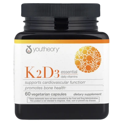 Youtheory - K2D3 Essential Daily Vitamins | 60 Vegetarian Capsules