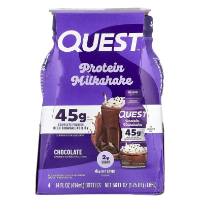 Quest Nutrition - Protein Milkshake | Chocolate | 4 Bottles | 14 fl oz (414 ml) Each