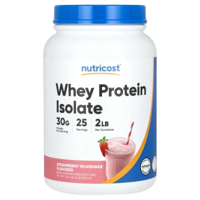 Nutricost - Whey Protein Isolate | Strawberry Milkshake | 2 lb (907 g)