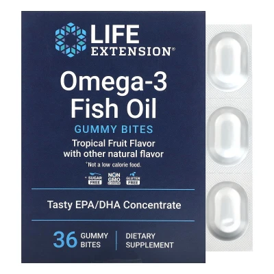 Life Extension - Omega-3 Fish Oil Gummy Sweets | Tropical Fruit | 36 Gummy Sweets (750 mg per Gummy Sweet)