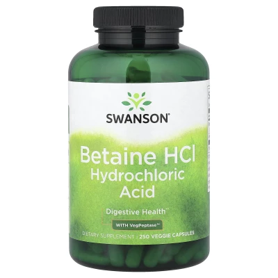 Swanson - Betaine HCl Hydrochloric Acid with VegPeptase™ | 250 Veggie Capsules