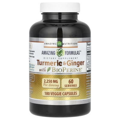 Amazing Nutrition - Turmeric & Ginger with BioPerine | 180 Veggie Capsules