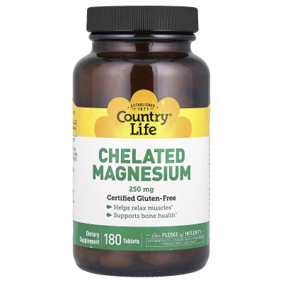 Country Life - Chelated Magnesium | 250 mg | 180 Tablets