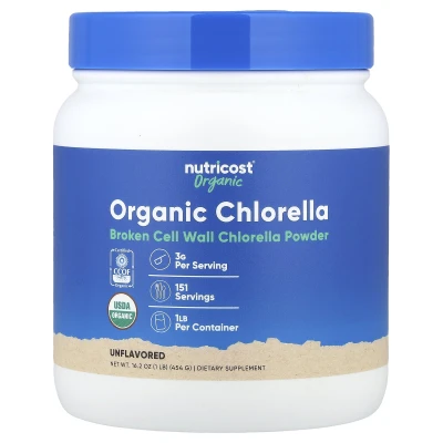 Nutricost - Organic Chlorella Powder | Unflavoured | 454 g (16.2 oz)