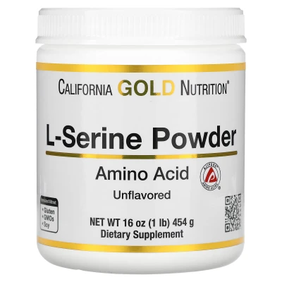 California Gold Nutrition - L-Serine Powder | AjiPure Amino Acid | Unflavoured Powder | 1 lb (454 g)