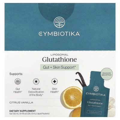 Cymbiotika - Liposomal Glutathione | Citrus Vanilla | 26 Liquid Packets | 0.17 fl oz (5 ml) Each