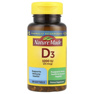 Nature Made - Vitamin D3 | 25 mcg (1000 IU) | 100 Softgels
