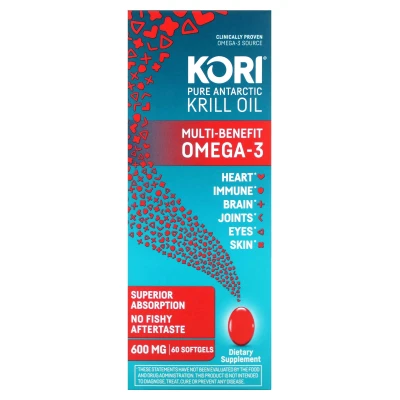 Kori - Pure Antarctic Krill Oil | Multi-Benefit Omega-3 | 60 Capsules