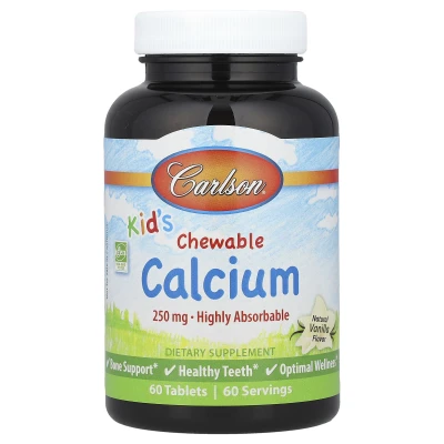 Carlson - Kids' Chewable Calcium | Natural Vanilla | 250 mg | 60 Tablets