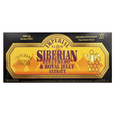 Imperial Elixir - Siberian Eleuthero & Royal Jelly Extract | Alcohol Free | 30 Bottles | 0.34 fl oz (10 ml) Each