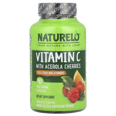 NATURELO - Vitamin C With Acerola Cherries Plus Citrus Bioflavonoids | 90 Vegetarian Capsules