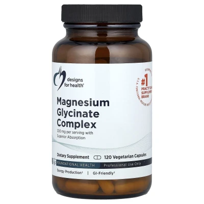 Designs For Health - Magnesium Glycinate Complex | 120 Vegetarian Capsules (150 mg per Capsule)