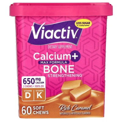 Viactiv - Calcium + Bone Strengthening | Max Formula | Rich Caramel | 60 Soft Chews