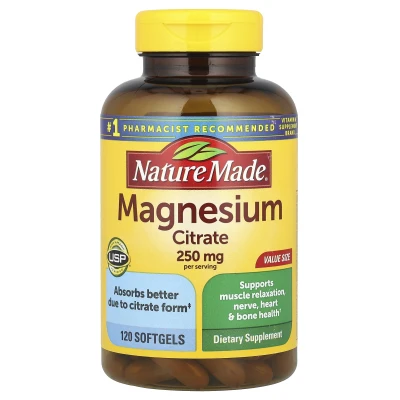 Nature Made - Magnesium Citrate | 120 Softgels (125 mg per Softgel)