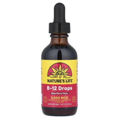 Nature's Life - B-12 Drops | Sugar Free | Mixed Berry | 5000 mcg | 2 fl oz (60 ml)