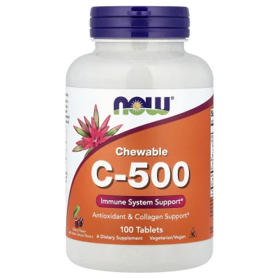 NOW Foods - Chewable C-500 | Natural Cherry-Berry Flavour | 100 Tablets