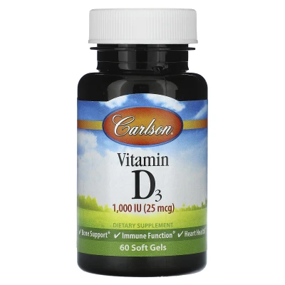 Carlson - Vitamin D3 | 25 mcg (1000 IU) | 60 Soft Gels
