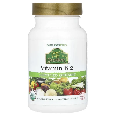 NaturesPlus - Source of Life® Garden | Certified Organic Vitamin B12 | 60 Vegan Capsules