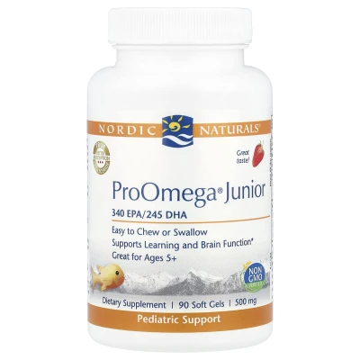 Nordic Naturals - ProOmega® Junior | Ages 5+ | Strawberry | 90 Soft Gels (340 mg per Softgel)