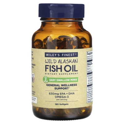 Wiley's Finest - Wild Alaskan Fish Oil | Easy Swallow Minis | 180 Softgels