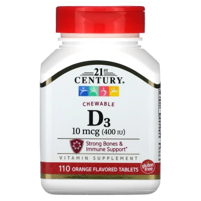 21st Century - Chewable Vitamin D3 | Orange | 10 mcg (400 IU) | 110 Tablets