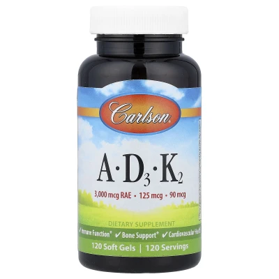 Carlson - Vitamins A - D3 - K2 | 120 Soft Gels