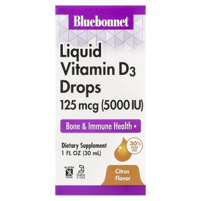 Bluebonnet Nutrition - Liquid Vitamin D3 Drops | Citrus | 125 mcg (5000 IU) | 1 fl oz (30 ml)