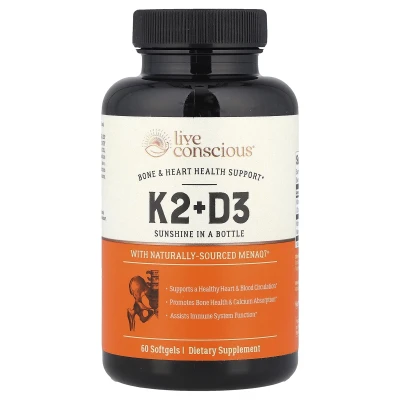 Live Conscious - K2+D3 | 60 Softgels