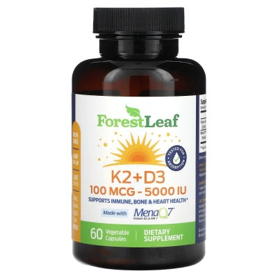 Forest Leaf - K2 + D3 | 100 mcg (5000 IU) | 60 Vegetable Capsules