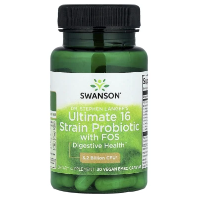 Swanson - Dr Stephen Langer's Ultimate 16 Strain Probiotic with FOS | 30 Vegan EMBO Caps® AP