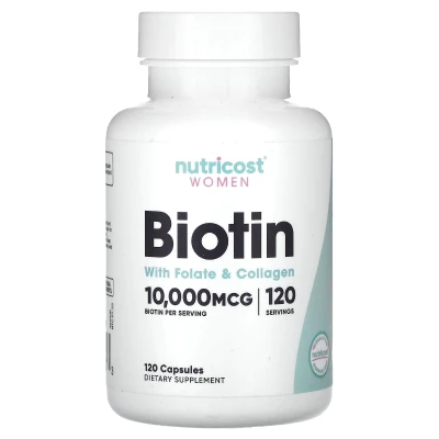 Nutricost - Women | Biotin with Folate & Collagen | 10000 mcg | 120 Capsules