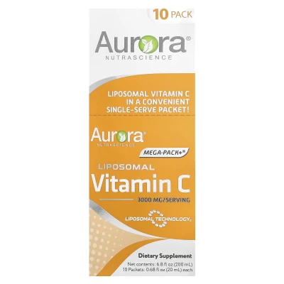Aurora Nutrascience - Mega-Pack+® | Liposomal Vitamin C | 10 Packets | 0.68 fl oz (20 ml) Each