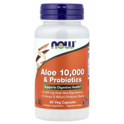 NOW Foods - Aloe 10000 & Probiotics | 60 Veg Capsules