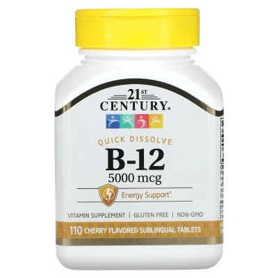 21st Century - Vitamin B-12 | Cherry | 5000 mcg | 110 Sublingual Tablets