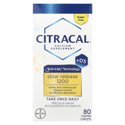 Citracal - Calcium Supplement + D3 | Slow Release 1200 | 80 Coated Tablets