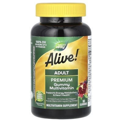 Nature's Way - Alive! Adult Premium Gummies Multivitamin | Grape and Cherry | 90 Gummies