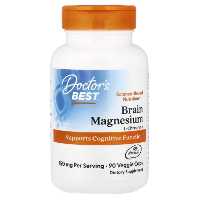 Doctor's Best - Brain Magnesium with Magtein® | 90 Veggie Caps (50 mg per Capsule)