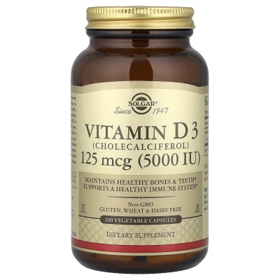 Solgar - Vitamin D3 (Cholecalciferol) | 125 mcg (5000 IU) | 240 Vegetable Capsules