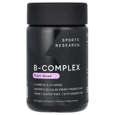 Sports Research - B-Complex | Plant-Based | 60 Veggie Softgels