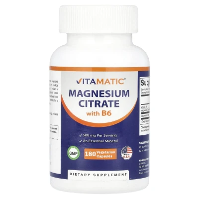 Vitamatic - Magnesium Citrate with B6 | 180 Vegetarian Capsules