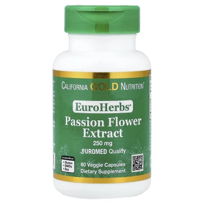 California Gold Nutrition - EuroHerbs® | Passion Flower Extract | Euromed Quality | 250 mg | 60 Veggie Capsules