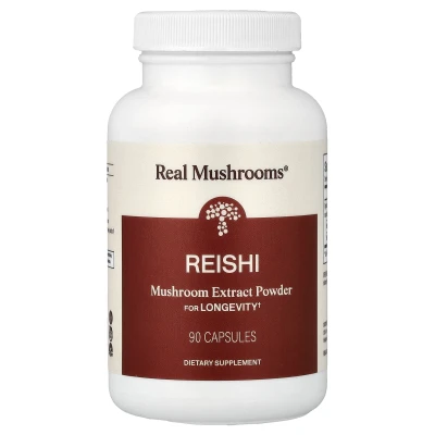 Real Mushrooms - Reishi | Mushroom Extract Powder | 90 Capsules (500 mg per Capsule)