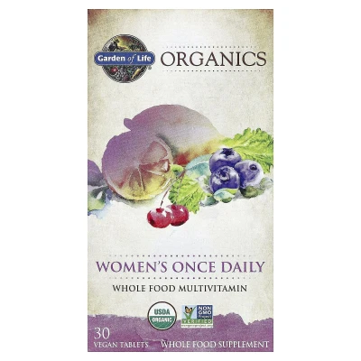 Garden of Life - Organics | Women's Once Daily | Whole Food Multivitamin | 30 Vegan Tablets