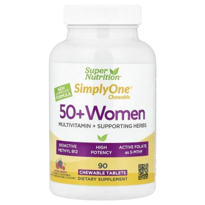 Super Nutrition - Simply One® | 50+ Women Multivitamin + Supporting Herbs | Mixed Berry | 90 Chewable Tablets