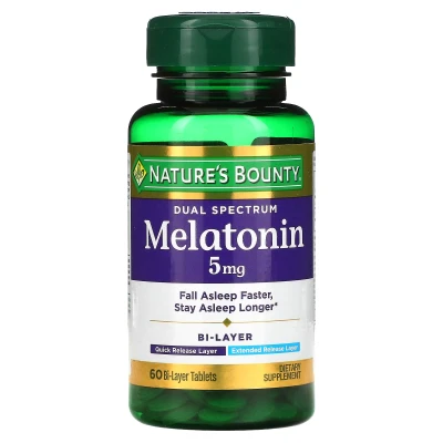 Nature's Bounty Dual Spectrum Melatonin 5mg 60 Bi Layer Tablets